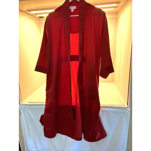 Cabernet by Sleep Sense Womens Deep Red Kimono Style Robe Mid Calf Size M - Picture 9 of 13
